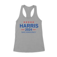 Harris 2024 Save Democracy T-shirt - Stand for a Stronger Future Women's Racerback Tank Top - Image 3