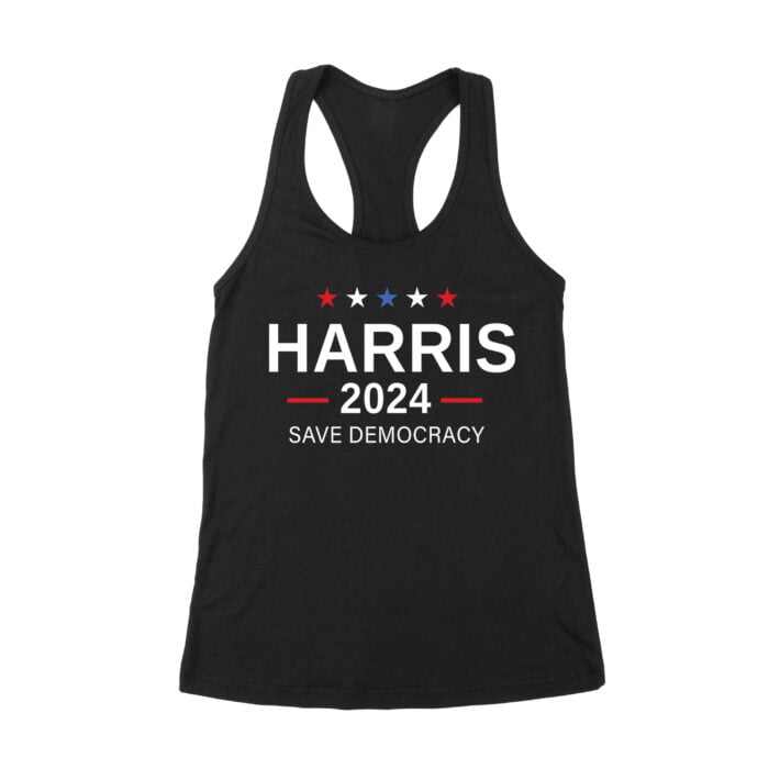 Harris 2024 Save Democracy T-shirt - Stand for a Stronger Future Women's Racerback Tank Top - Image 1