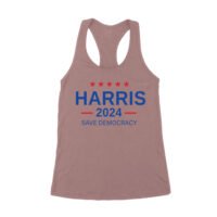 Harris 2024 Save Democracy T-shirt - Stand for a Stronger Future Women's Racerback Tank Top - Image 4