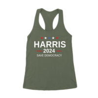 Harris 2024 Save Democracy T-shirt - Stand for a Stronger Future Women's Racerback Tank Top - Image 7