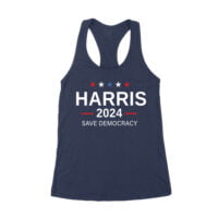 Harris 2024 Save Democracy T-shirt - Stand for a Stronger Future Women's Racerback Tank Top - Image 6