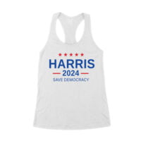 Harris 2024 Save Democracy T-shirt - Stand for a Stronger Future Women's Racerback Tank Top - Image 2