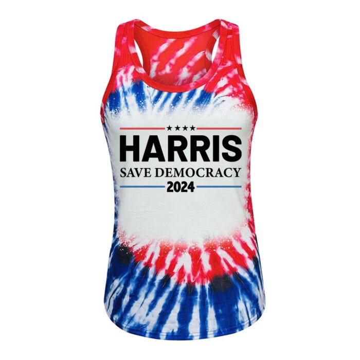 Harris Save Democracy 2024 T-Shirt - Support Leadership and Justice Tie Dye Style 01 - Image 1