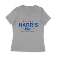Harris 2024 Save Democracy T-shirt - Stand for a Stronger Future Women Jersey V-Neck - Image 3