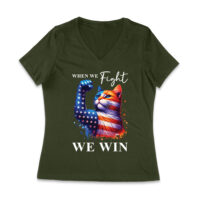 When We Fight We Win Kamala Harris 2024 Cat Lover Women Jersey V-Neck - Image 7