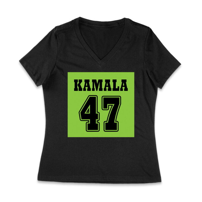 Kamala 47 Vintage Patriotic Graphic T-Shirt - Bold Statement Wear for Everyday Women Jersey V-Neck - Image 1