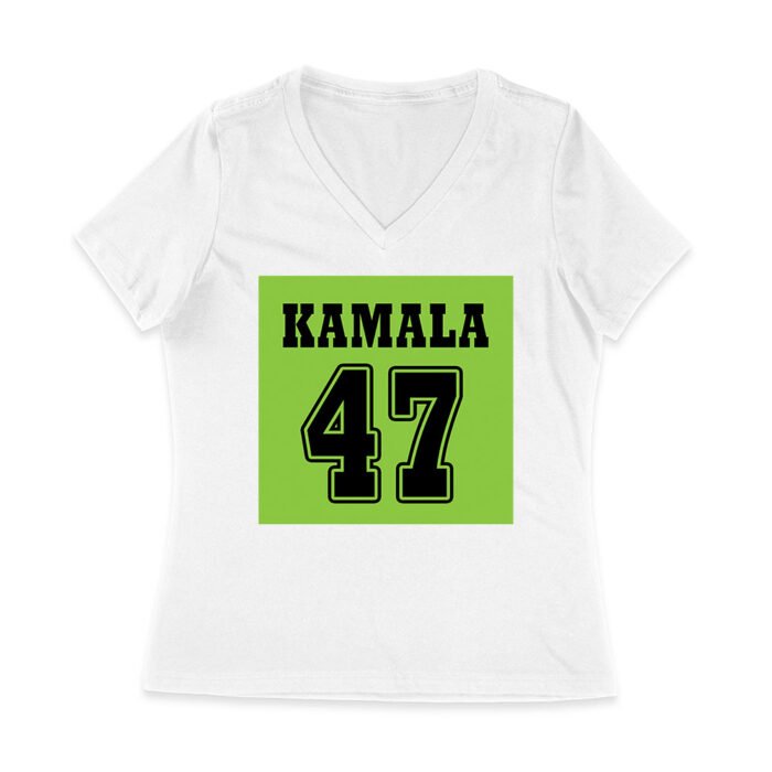 Kamala 47 Vintage Patriotic Graphic T-Shirt - Bold Statement Wear for Everyday Women Jersey V-Neck - Image 2