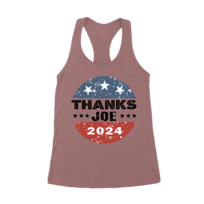 Thanks Joe Sarcastic Political T-Shirt - Bold Humor Graphic Tee for Casual Everyday Wear Women's Racerback Tank Top - Image 4